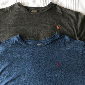 2 men’s Ralph Lauren crew neck long sleeve shirts